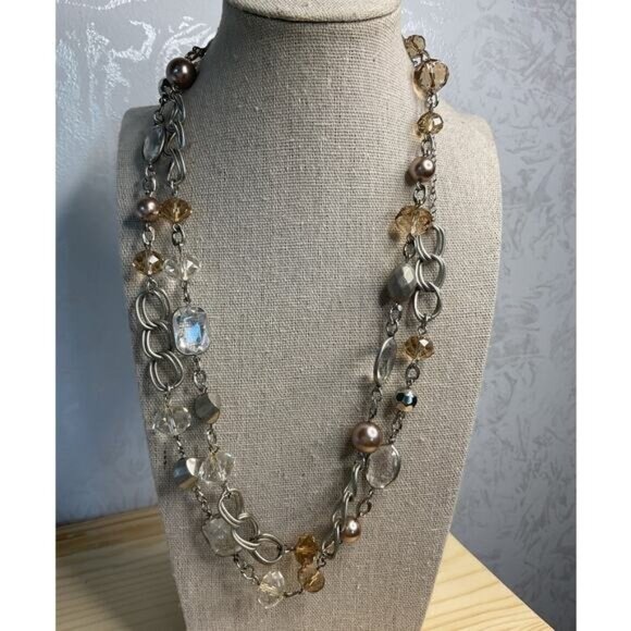 Loft Crystal Chain Link Necklace Or Belt With Lobster Clasp - Picture 1 of 5
